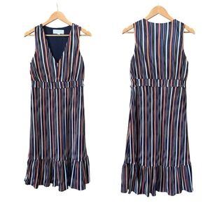 Superfoxx Multicolor Striped Tiered Midi Dress Size Medium Boho Festival Party